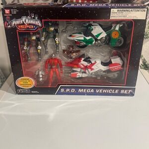 LNIB Power Rangers SPD Mega Vehicle Set Bandai 2005 Open Box -Mild box damage